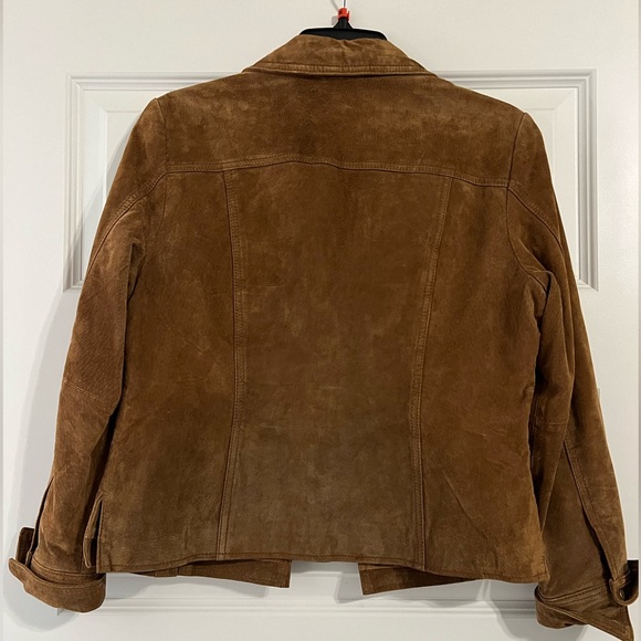 Coldwater Creek 100% Leather Brown Jacket Size Medium Petite - Picture 4 of 5